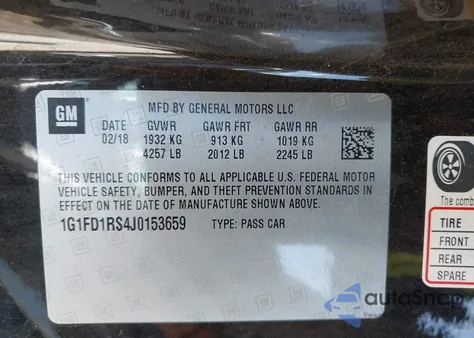 2018 Chevrolet Camaro 2Lt z USA, uszkodzony, nr VIN 1G1FD1RS4J0153659